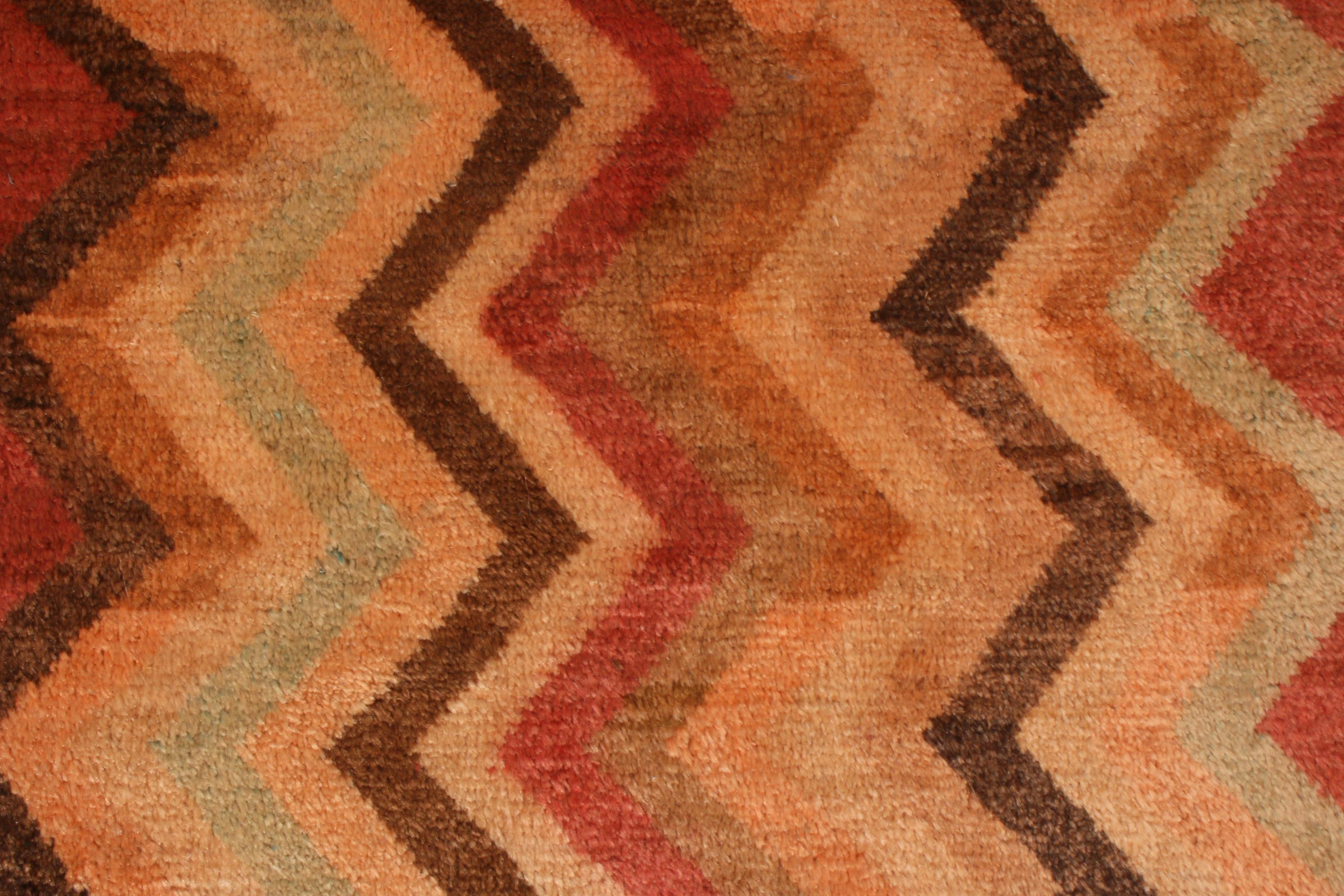 Tribale Tappeto persiano antico Gabbeh geometrico in lana beige-marrone e rosso di Rug & Kilim in vendita