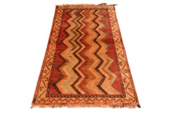 Antique Gabbeh Geometric Beige-Brown and Red Wool Persian Rug by Rug & Kilim