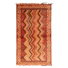 Antique Gabbeh Geometric Beige-Brown and Red Wool Persian Rug by Rug & Kilim