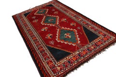 Antique Gabbeh Geometric Red and Blue Wool Persian Rug by Rug & Kilim