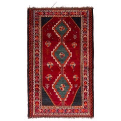Alfombra persa antigua Gabbeh geométrica de lana roja y azul by Rug & Kilim