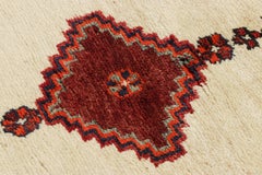 Antique Gabbeh Persian Tribal Rug, Beige with Geometric Medallion - Rug & Kilim
