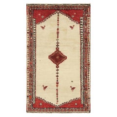 Antiker Gabbeh Persischer Stammesteppich, Beige mit geometrischem Medaillon - Rug & Kilim