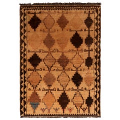 Vintage Gabbeh Rug Tribal Beige Brown Persian Diamond Pattern by Rug & Kilim