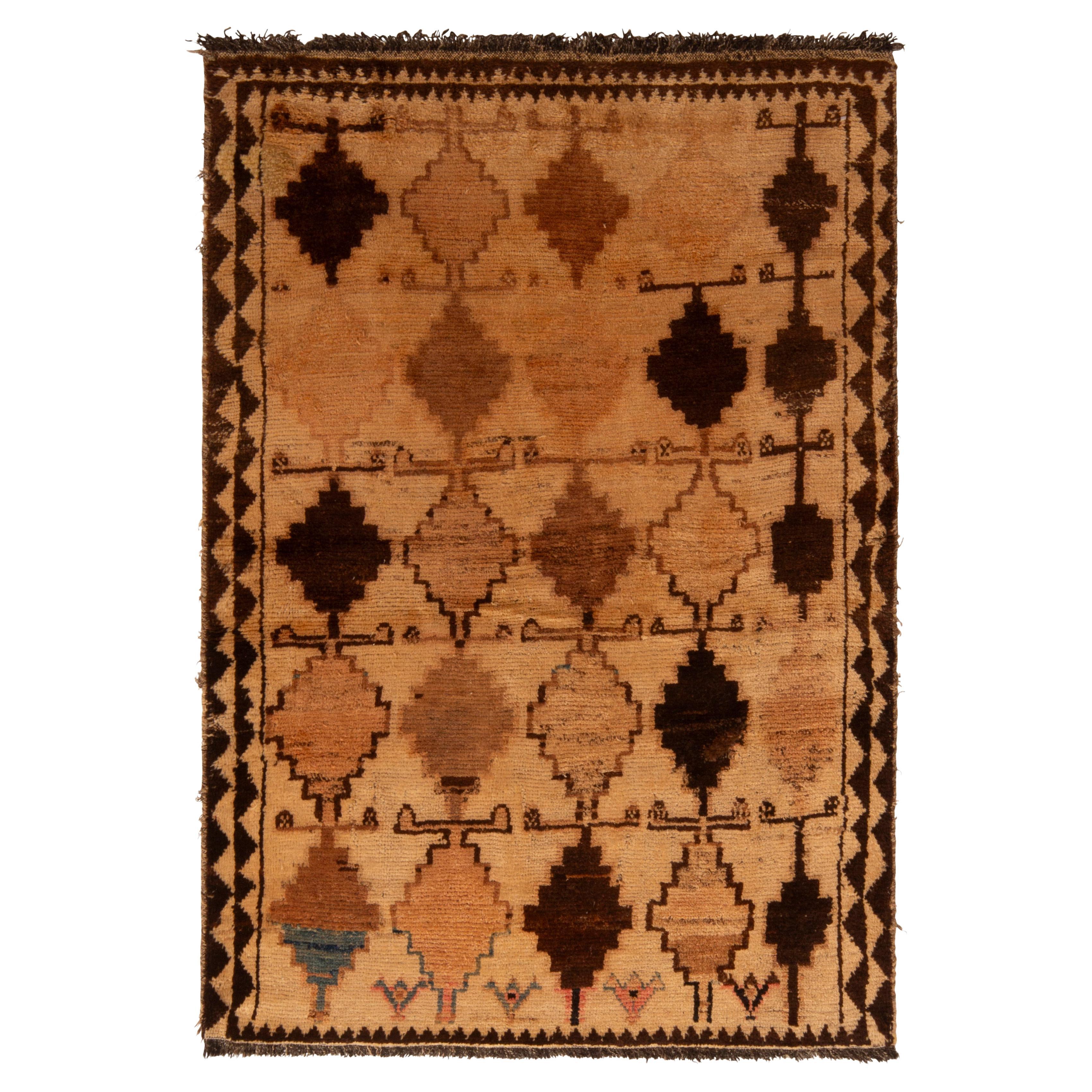 Antique Gabbeh Rug Tribal Beige Brown Persian Diamond Pattern by Rug & Kilim