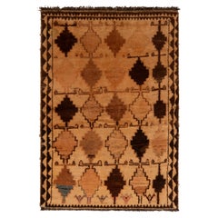 Vintage Gabbeh Rug Tribal Beige Brown Persian Diamond Pattern by Rug & Kilim