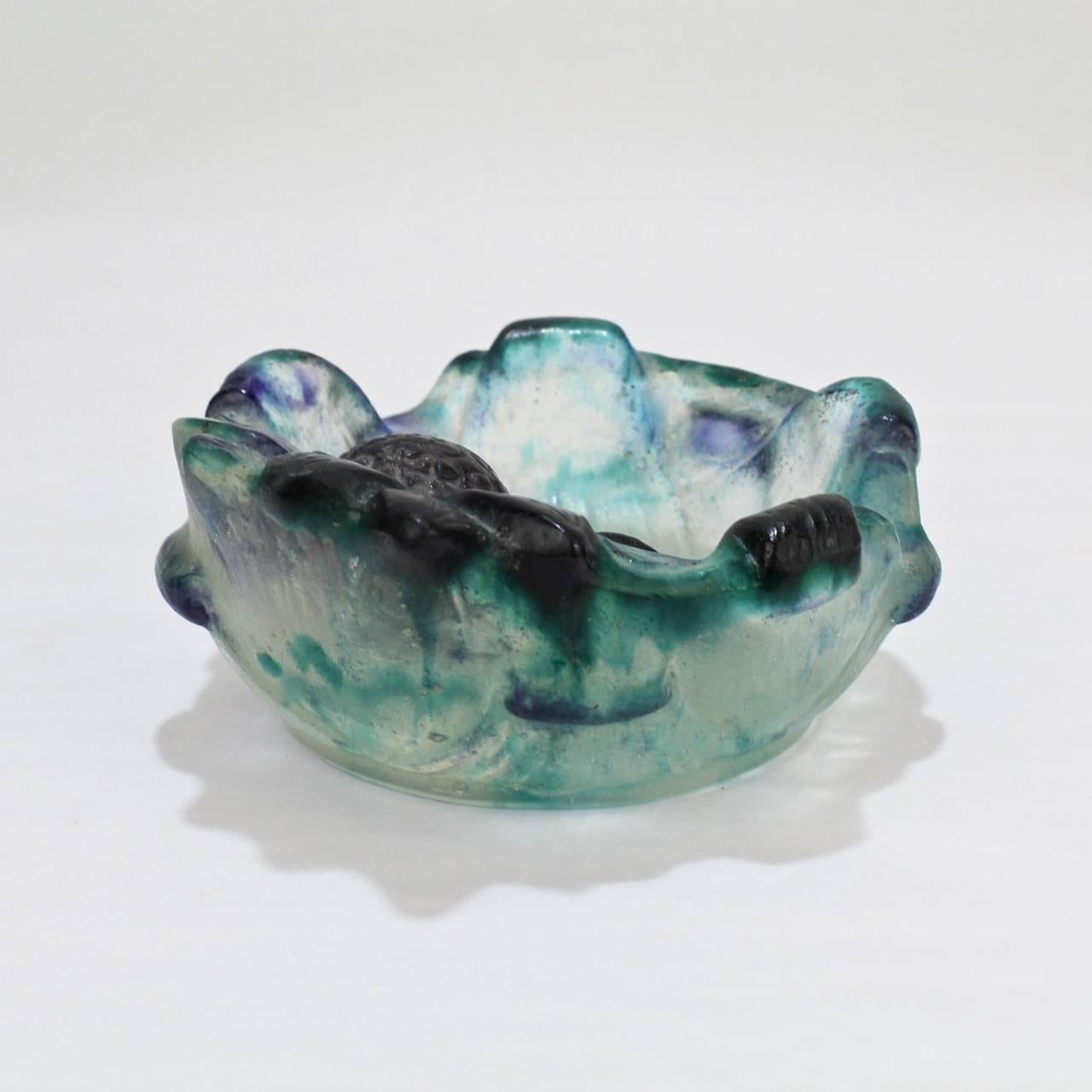 French Antique Gabriel Argy-Rousseau Pate-de-Verre Art Glass Ashtray