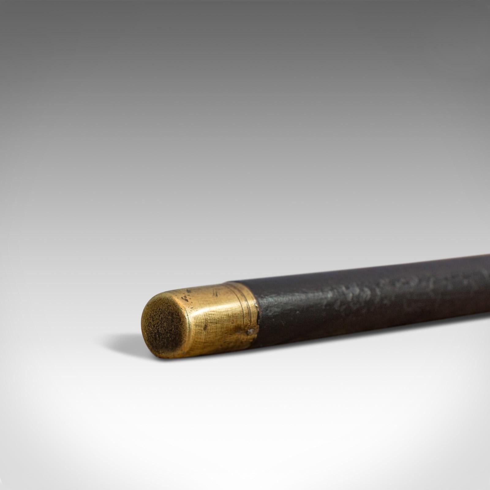 20th Century Antique Gadget Cane, English, Mahogany, Brass, Walking Stick, Edwardian