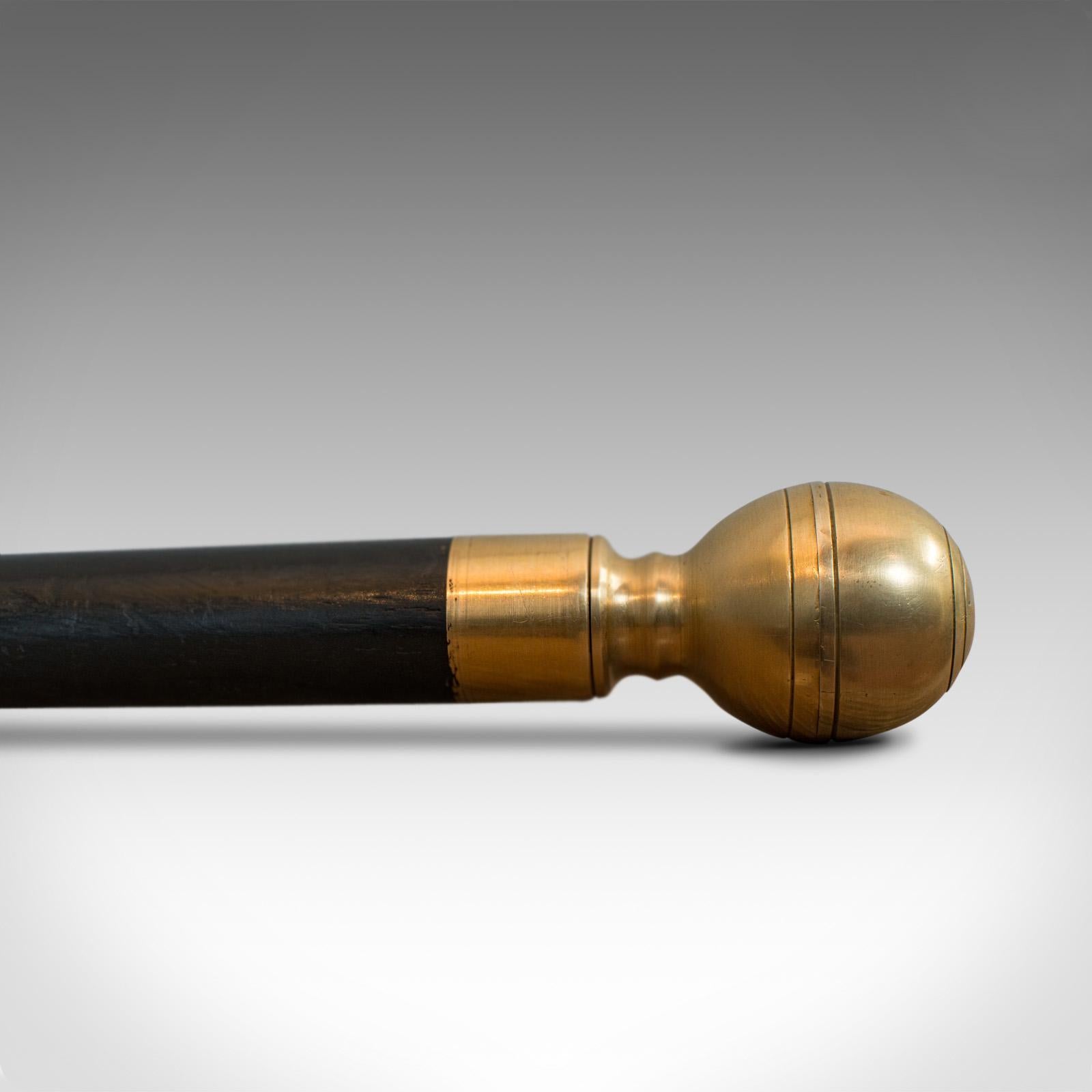 Antique Gadget Cane, English, Mahogany, Brass, Walking Stick, Edwardian 1