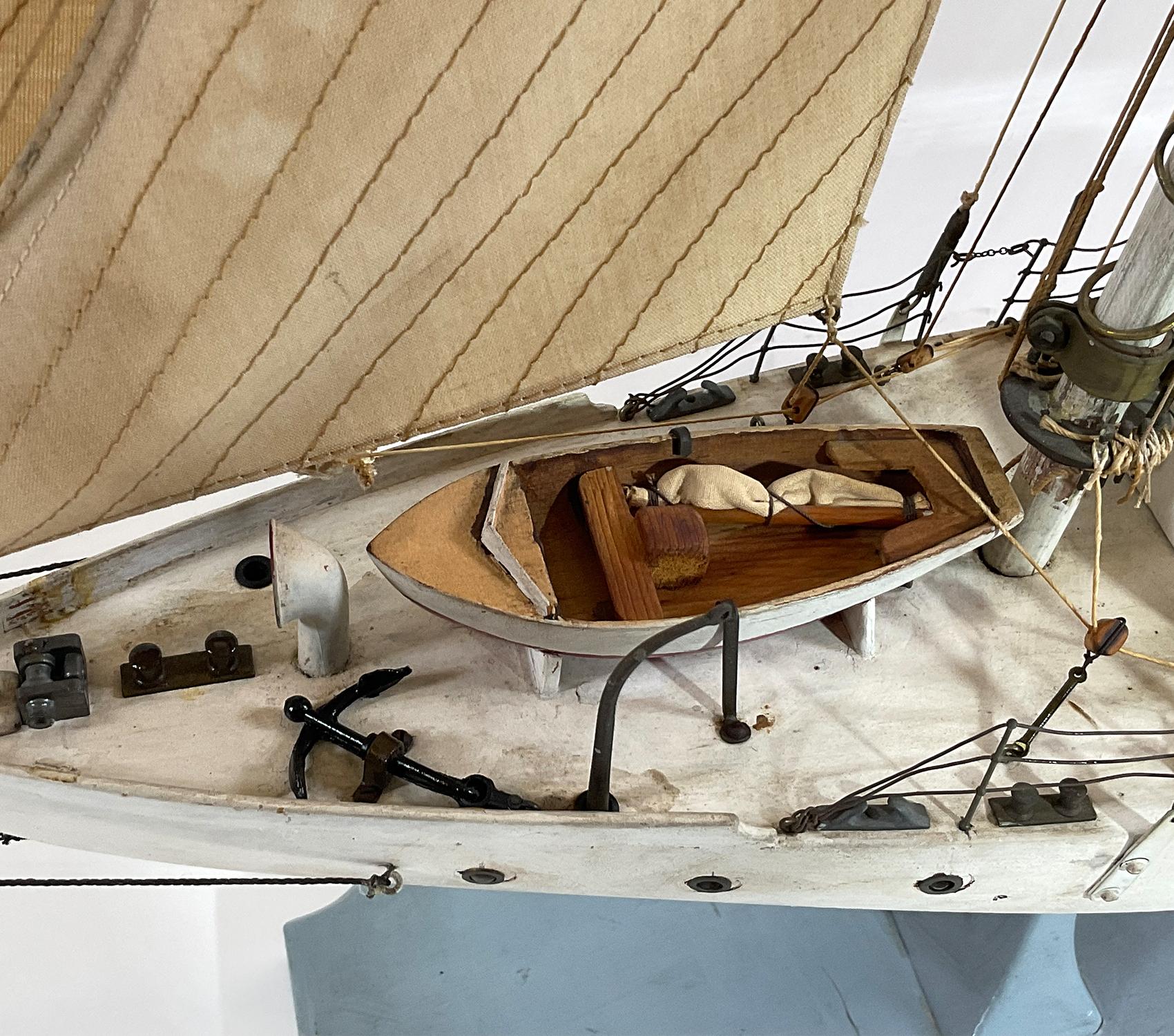 Wood Antique Gaff Rigged Sloop Boat Model