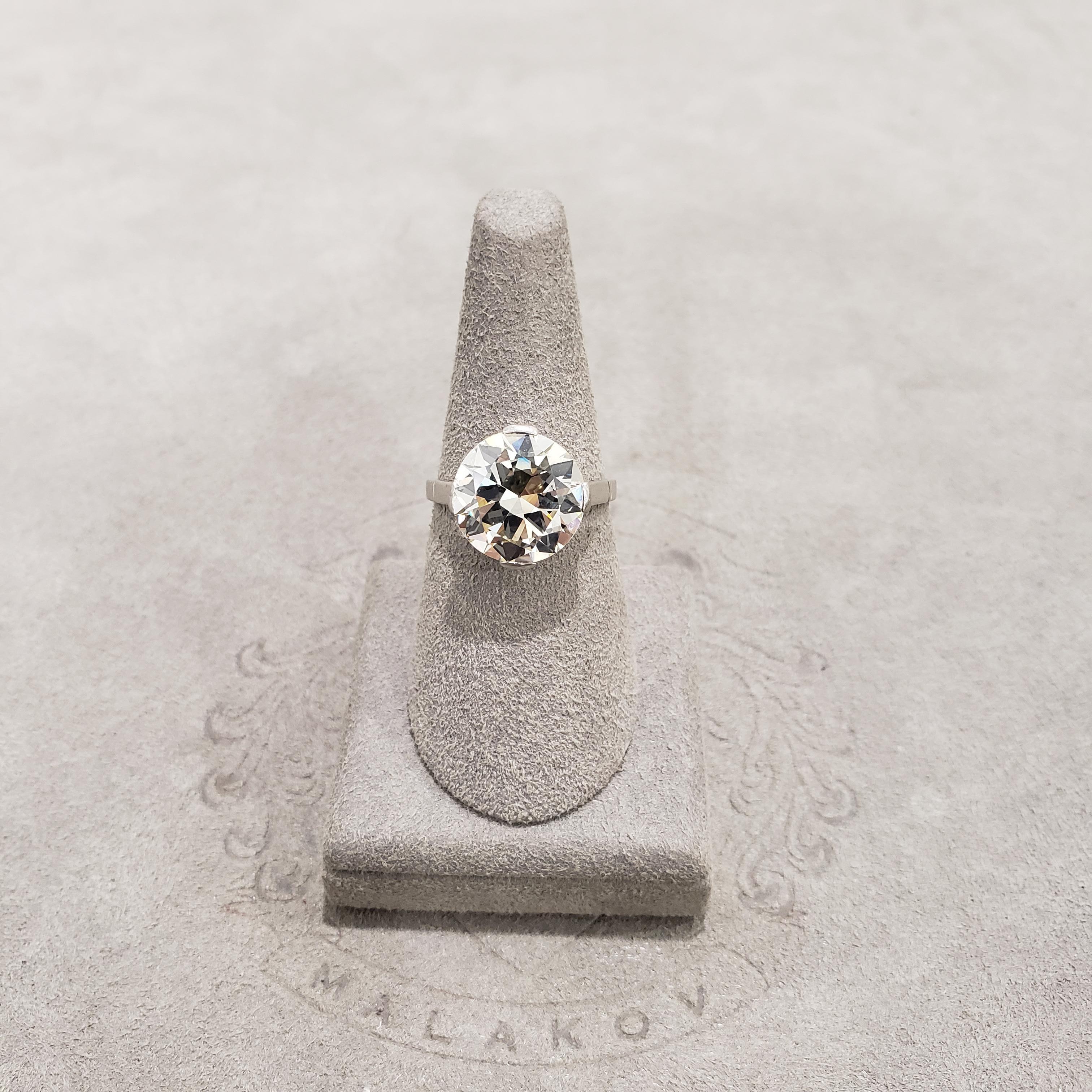 Bague de fiançailles solitaire ancienne en diamant taille vieille Europe de 5,19 carats en vente 2