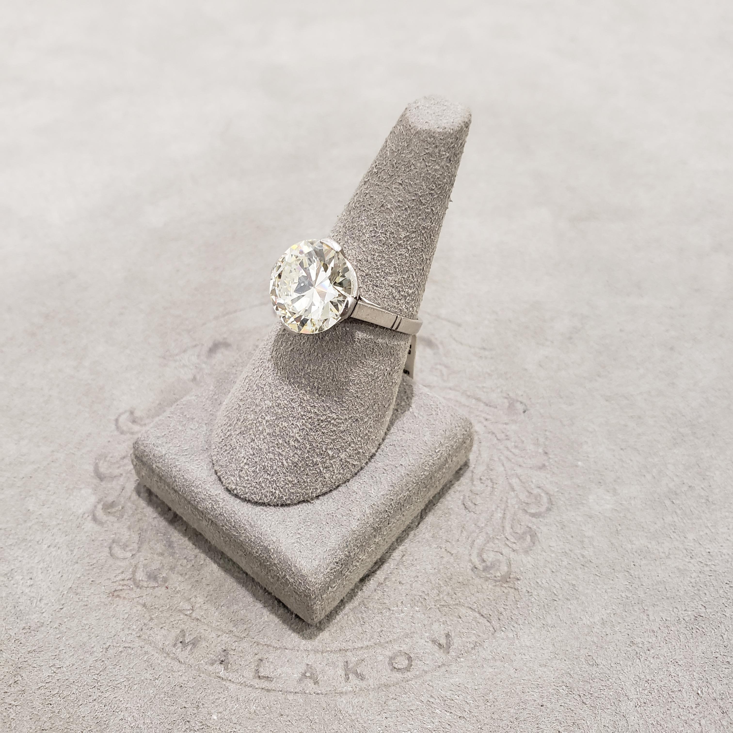 Bague de fiançailles solitaire ancienne en diamant taille vieille Europe de 5,19 carats en vente 3