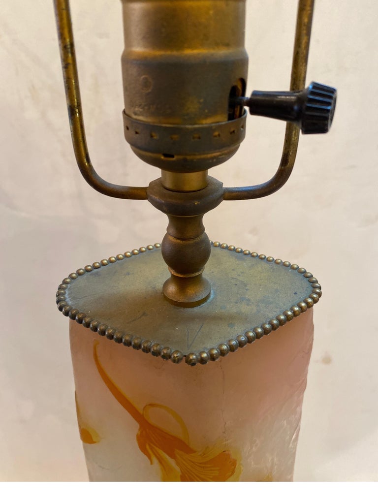 Antique Galle Art Glass Lamp, France Art Nouveau For Sale 8