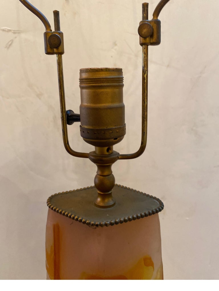 Late 19th Century Antique Galle Art Glass Lamp, France Art Nouveau For Sale