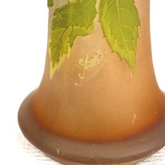 Antique Galle Art Nouveau Foliate Cameo Glass Vase Signed C1920