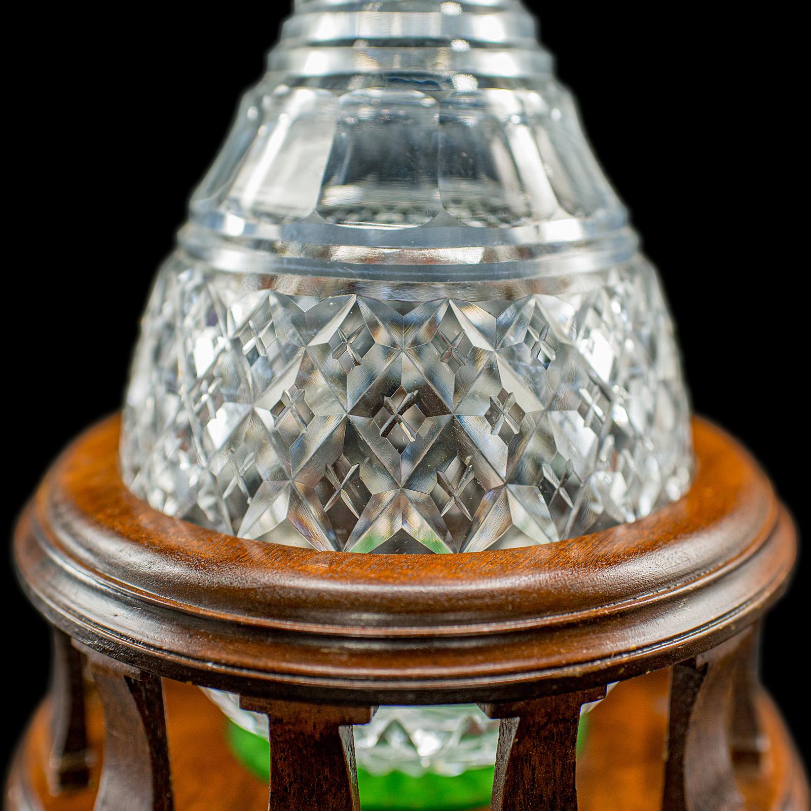 Decantador de Barcos Antiguo, Vidrio Tallado Inglés, Recipiente para Aguardiente, Eduardiano 2