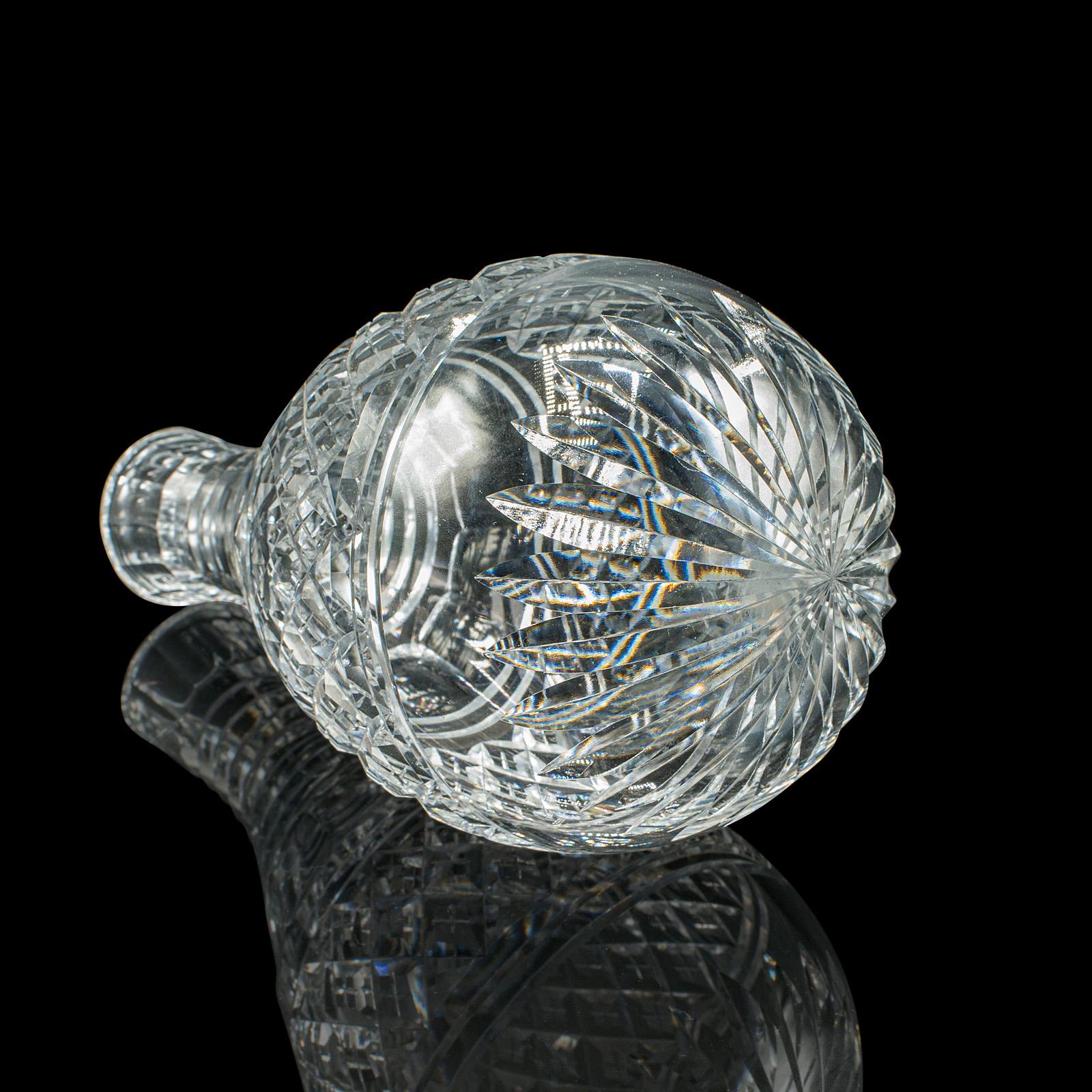 Decantador de Barcos Antiguo, Vidrio Tallado Inglés, Recipiente para Aguardiente, Eduardiano 3