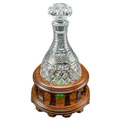 Decantador de Barcos Antiguo, Vidrio Tallado Inglés, Recipiente para Aguardiente, Eduardiano