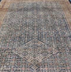Antique Gallery Persian Malayer With Herati Design On A Blue Field 10'4 x 20'