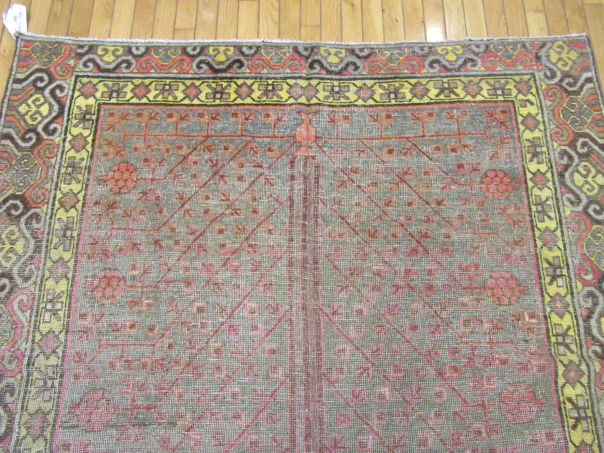 Antique Hand Knotted Wool Gallery Size Khotan Rug For Sale 4