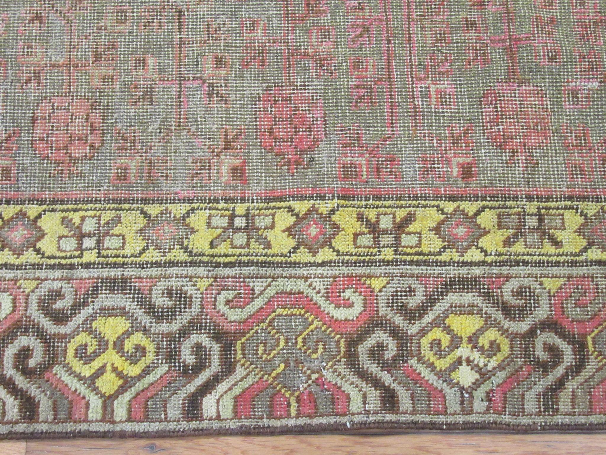 Antique Hand Knotted Wool Gallery Size Khotan Rug For Sale 5