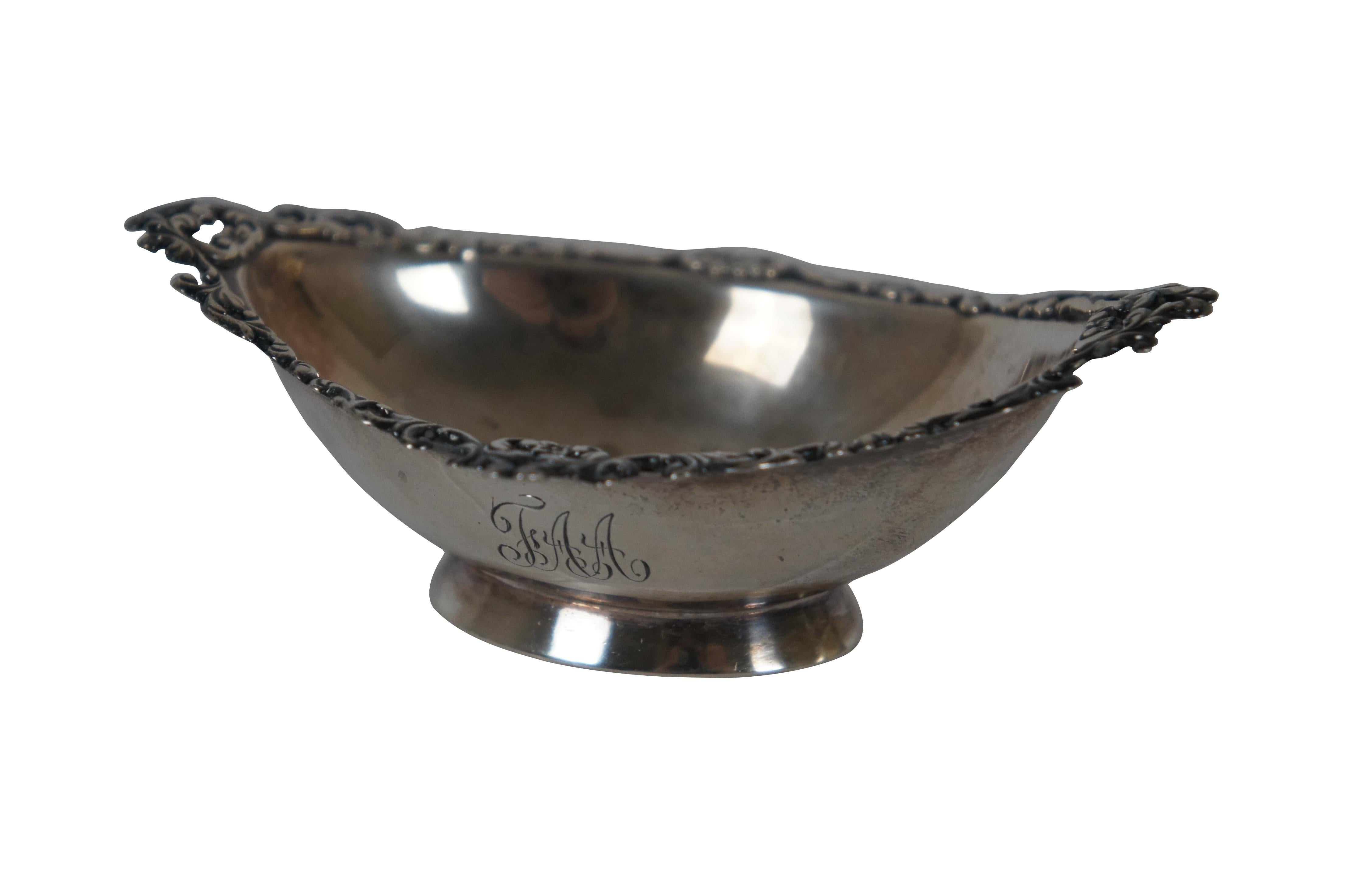 Antique Galt & Bro 72 Baroque Sterling Silver Footed Bowl Compote Nut Dish 45g In Good Condition In Dayton, OH