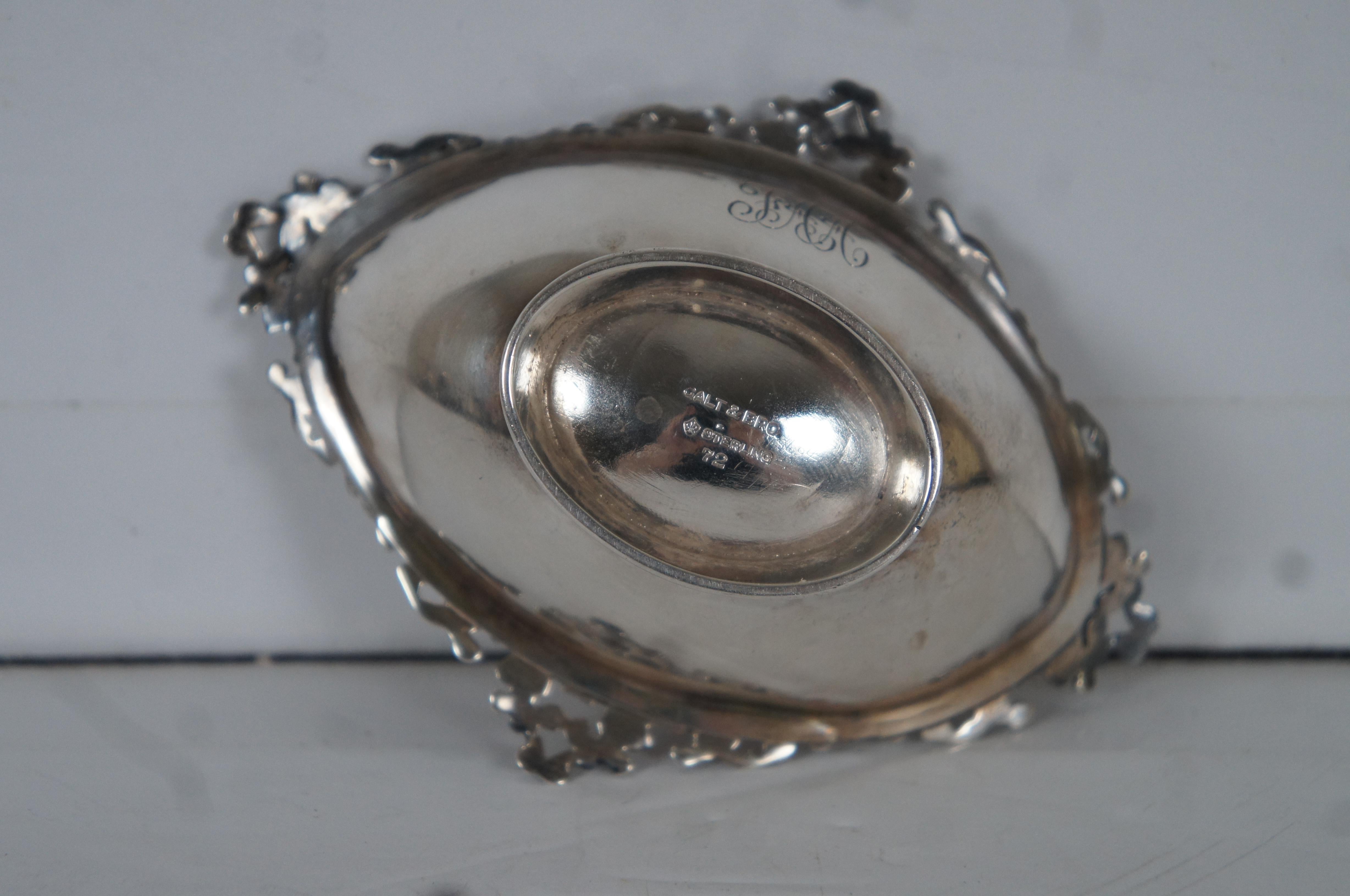 19th Century Antique Galt & Bro 72 Baroque Sterling Silver Footed Bowl Compote Nut Dish 45g