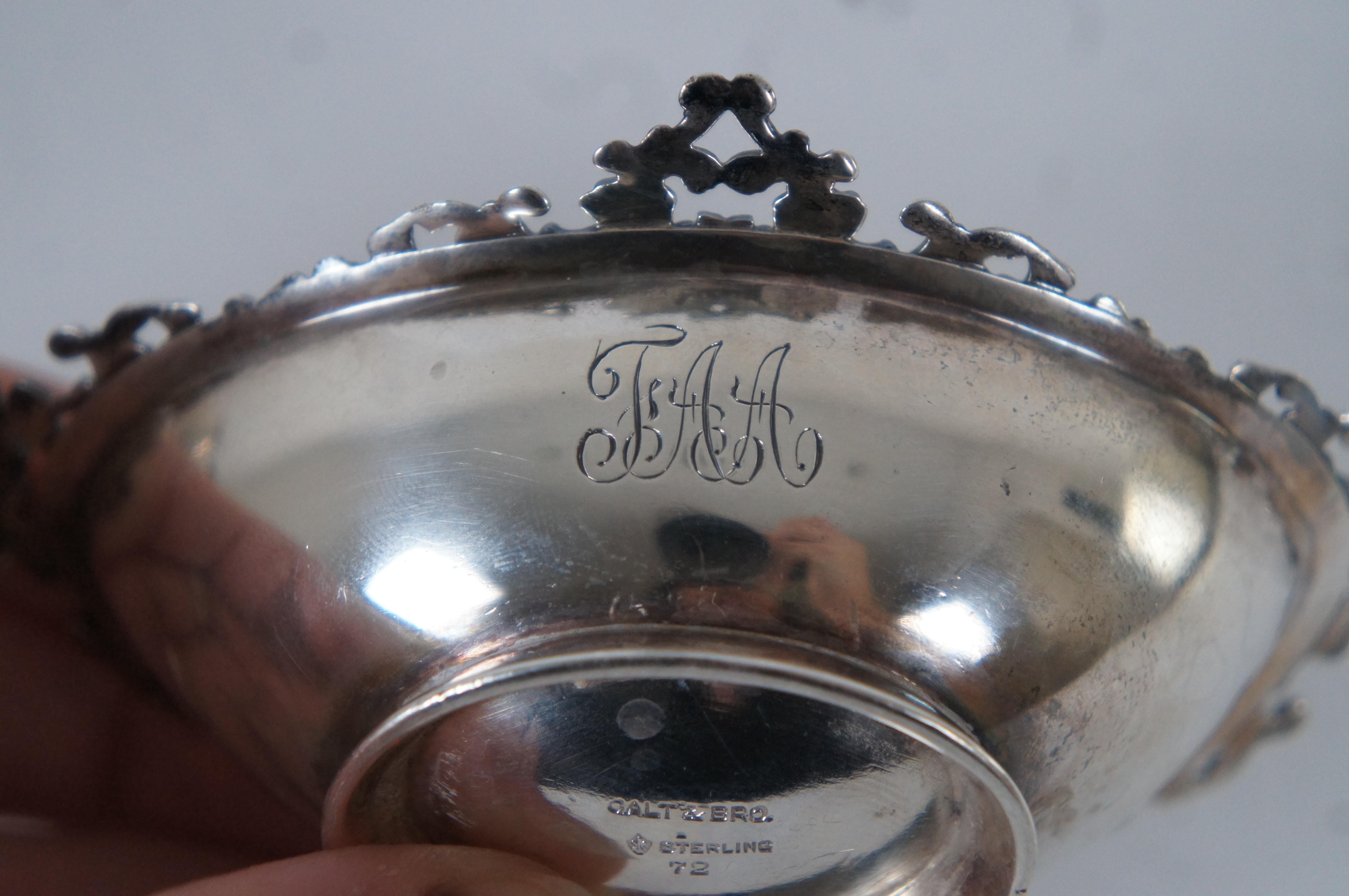 Antique Galt & Bro 72 Baroque Sterling Silver Footed Bowl Compote Nut Dish 45g 1