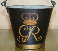 Cubo georgiano antiguo galvanizado para carbón, leña o jardinería