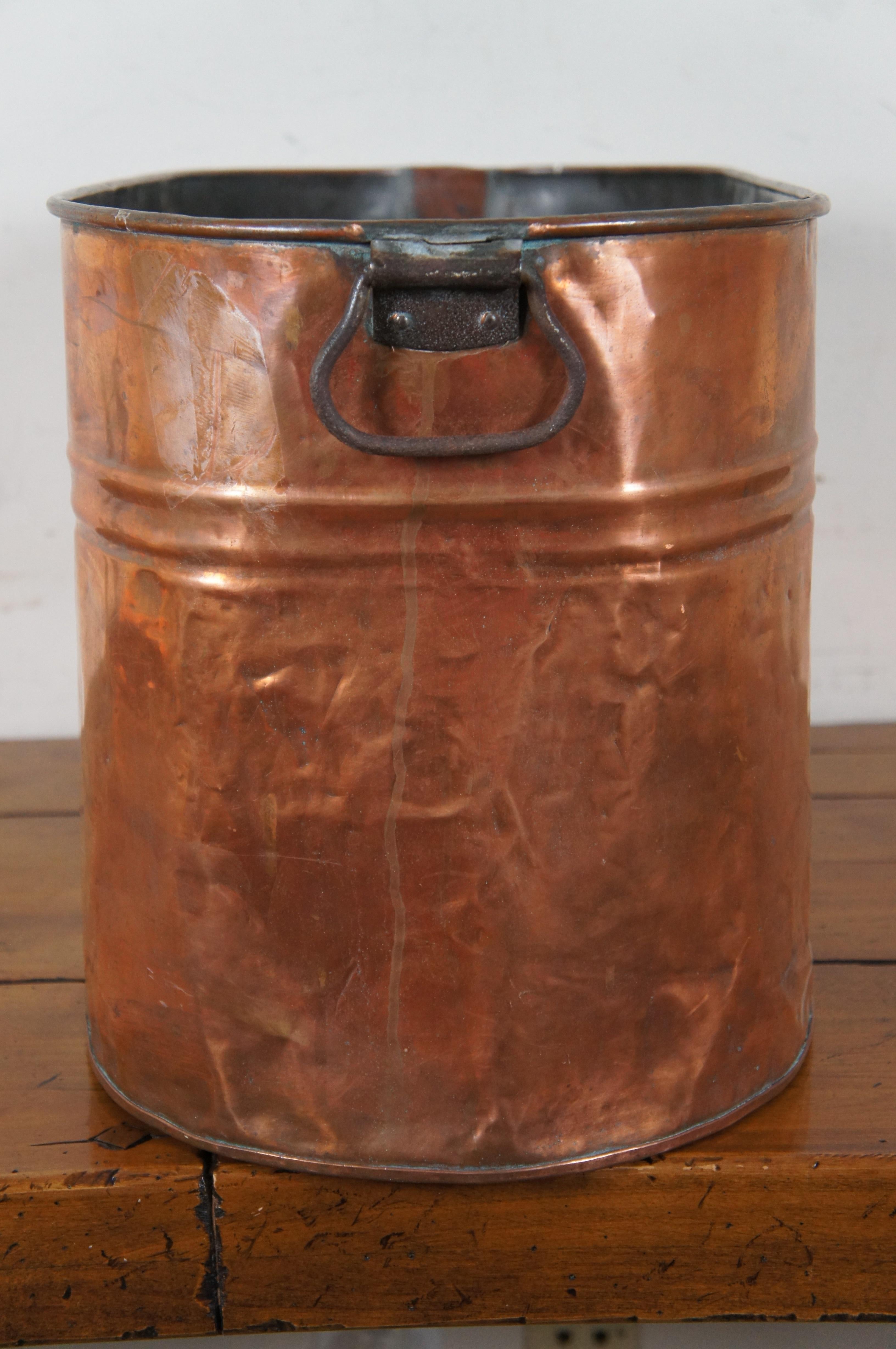 Antique Galvanized Copper Boiler Wash Tub Farmhouse Fireplace Coal Log Bin 1