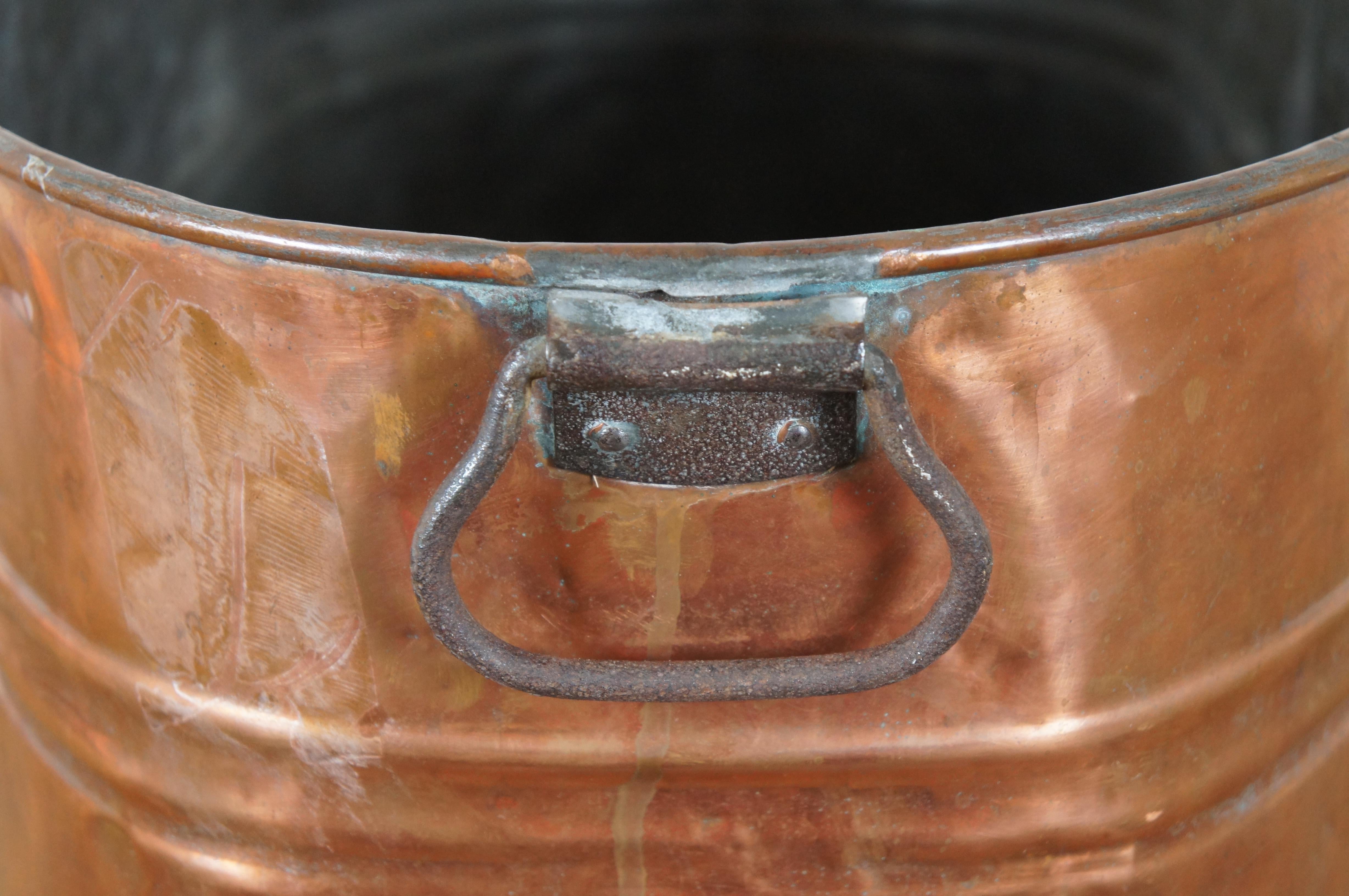 Antique Galvanized Copper Boiler Wash Tub Farmhouse Fireplace Coal Log Bin 4