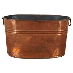 Used Galvanized Copper Boiler Wash Tub Farmhouse Fireplace Coal Log Bin