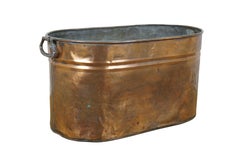 Antique Galvanized Copper Boiler Wash Tub Farmhouse Fireplace Coal Log Bin 24"