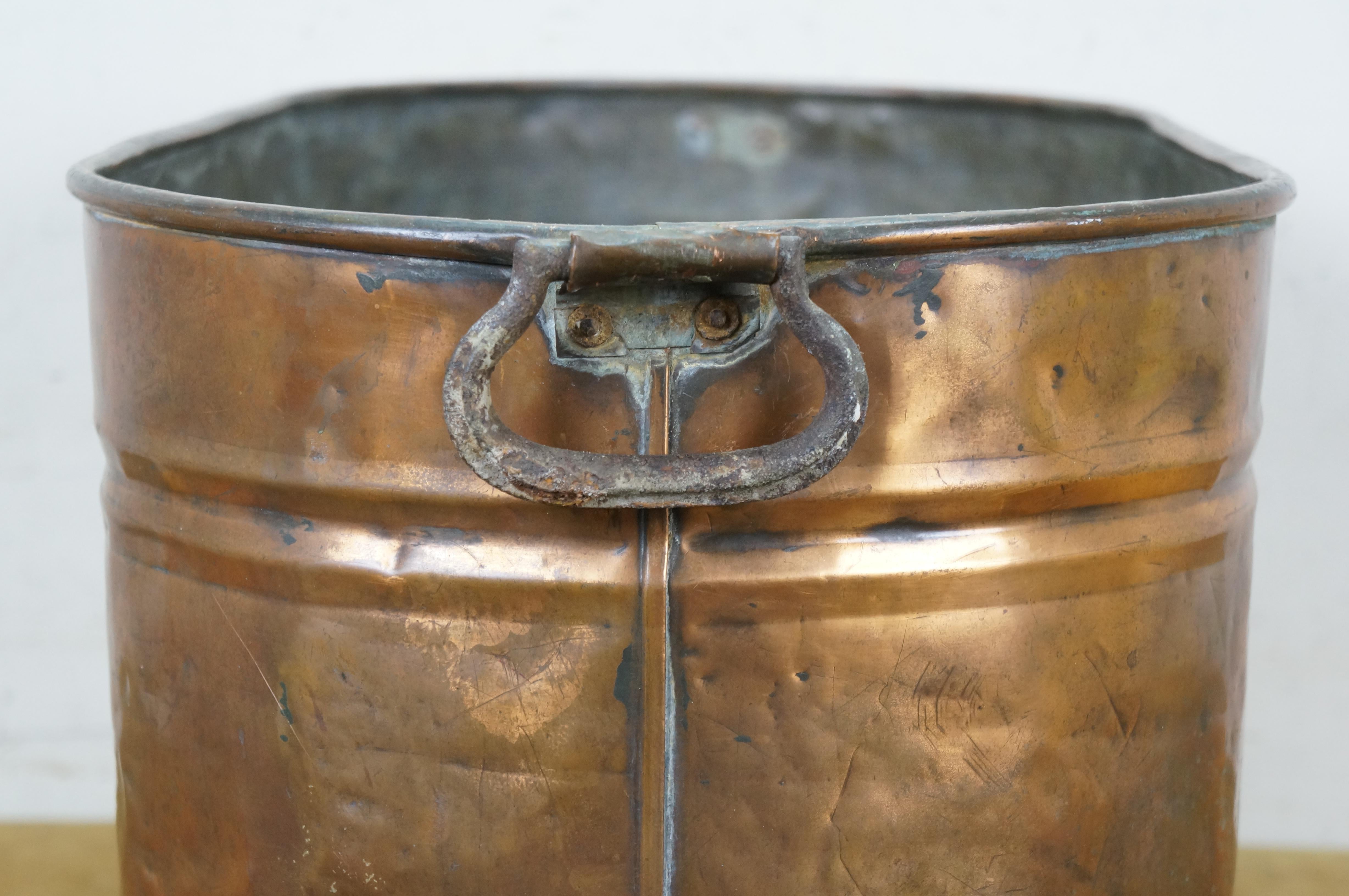 Antike Galvanisiert Kupfer Kessel Waschbecken Bauernhaus Kamin Kohle Log Bin 24