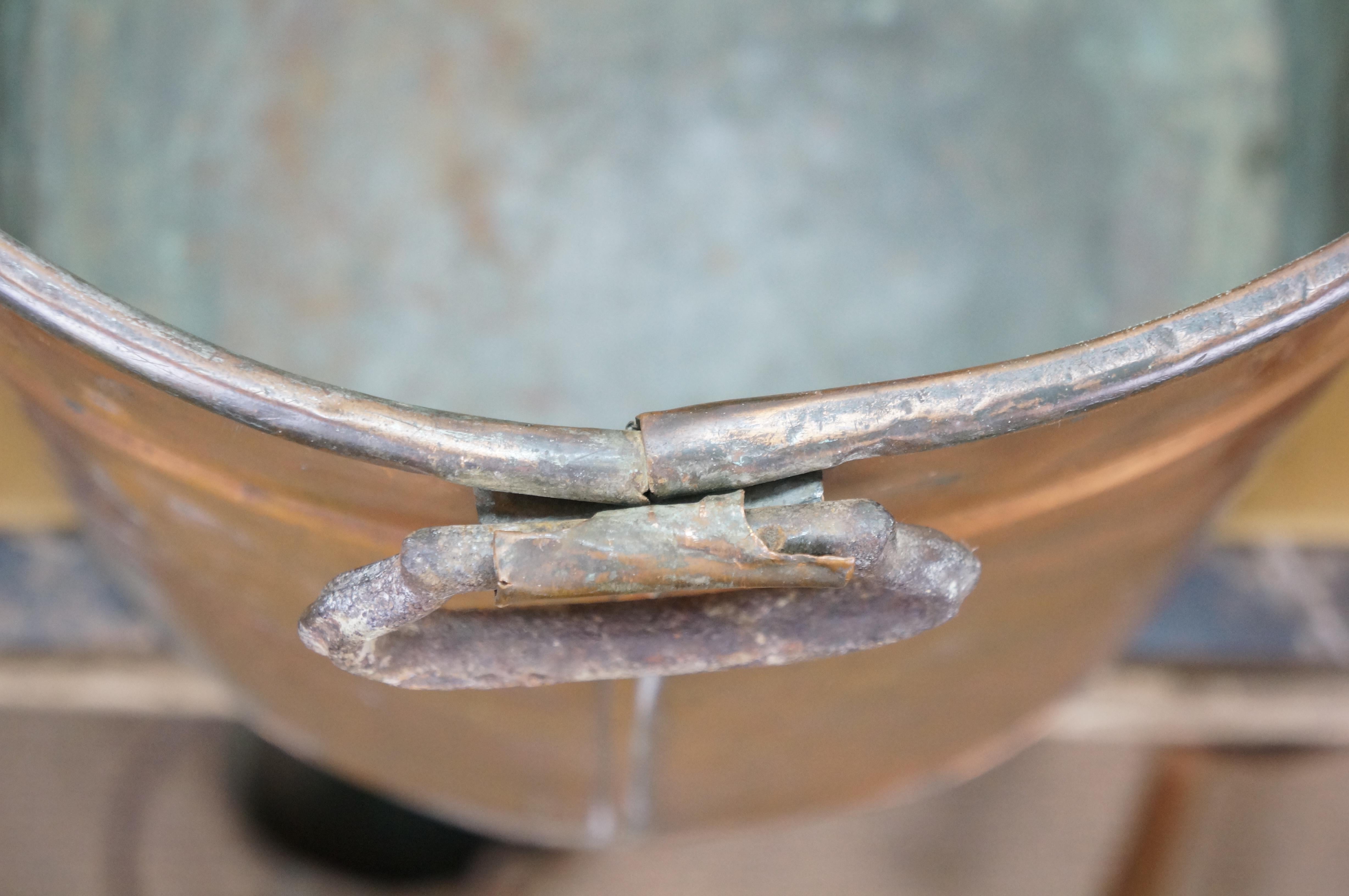 Antike Galvanisiert Kupfer Kessel Waschbecken Bauernhaus Kamin Kohle Log Bin 24