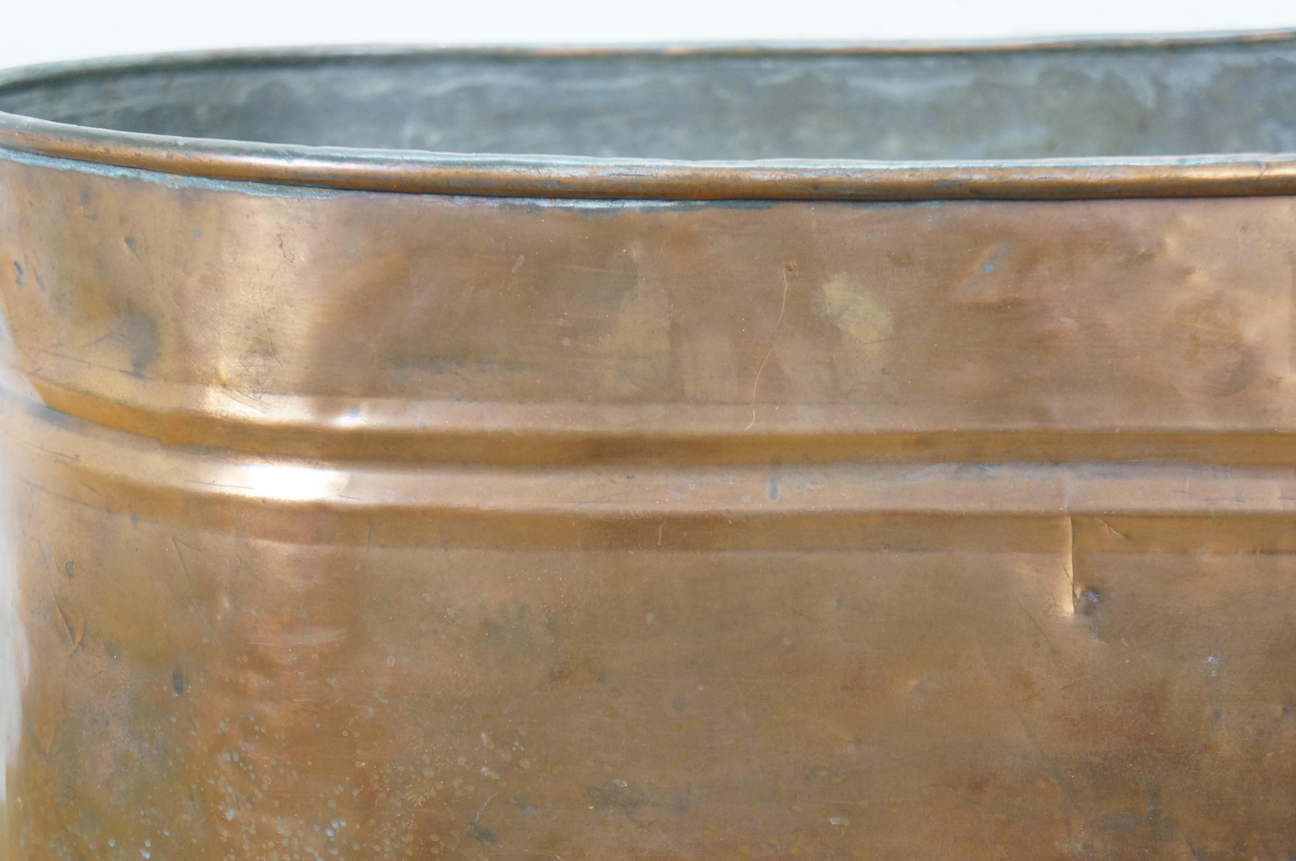 Antike Galvanisiert Kupfer Kessel Waschbecken Bauernhaus Kamin Kohle Log Bin 24
