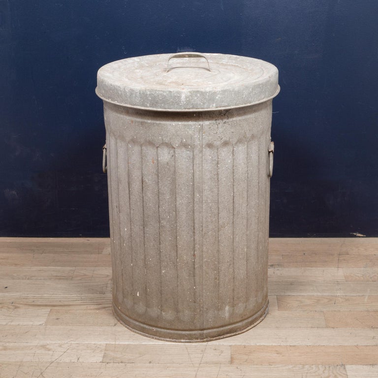 Antique Galvanized Steel Trash Can, circa 19401950 For Sale at 1stDibs