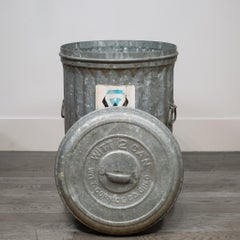 Antique Galvanized Steel "Witt No. 2" Waste Can, circa 1940-1950