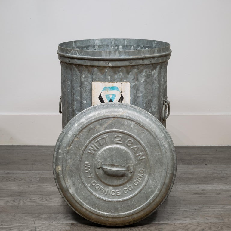 Antique Galvanized Steel "Witt No. 2" Waste Can, circa 19401950 at 1stDibs