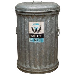 Antique Galvanized Steel "Witt No. 2" Waste Can, circa 1940-1950