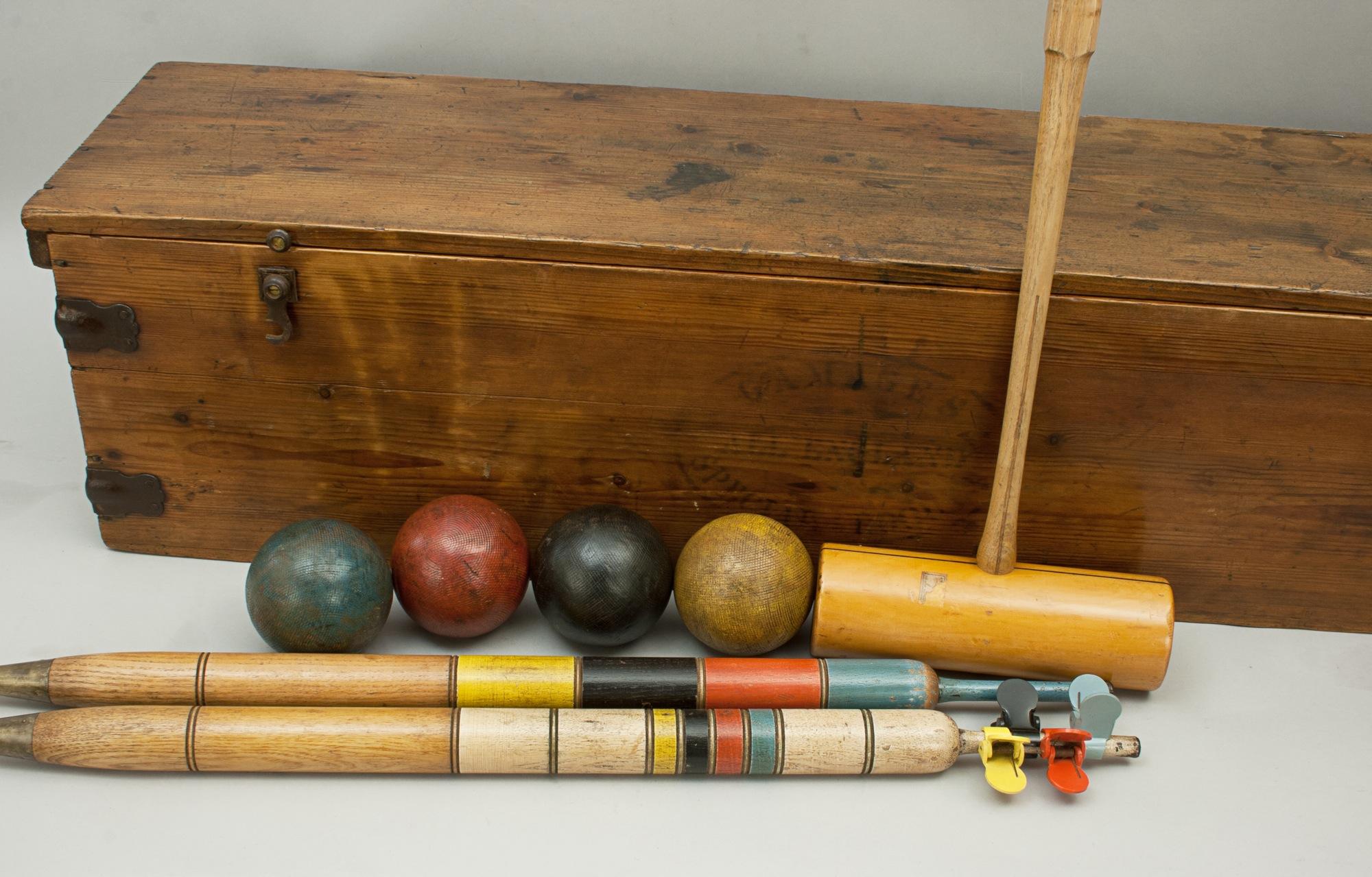 English Antique Gamage's Special All England Croquet Set