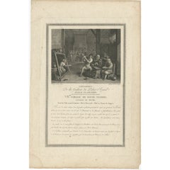 Antique Gambling Print of an Inn with Peasants Playing Cards, c.1808