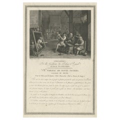 Antiker Gambling-Druck eines Gasthauses mit Spielkarten von Bauern, um 1808