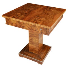 Antique Game or Center Table in Walnut Veneer, Vienna, 1850