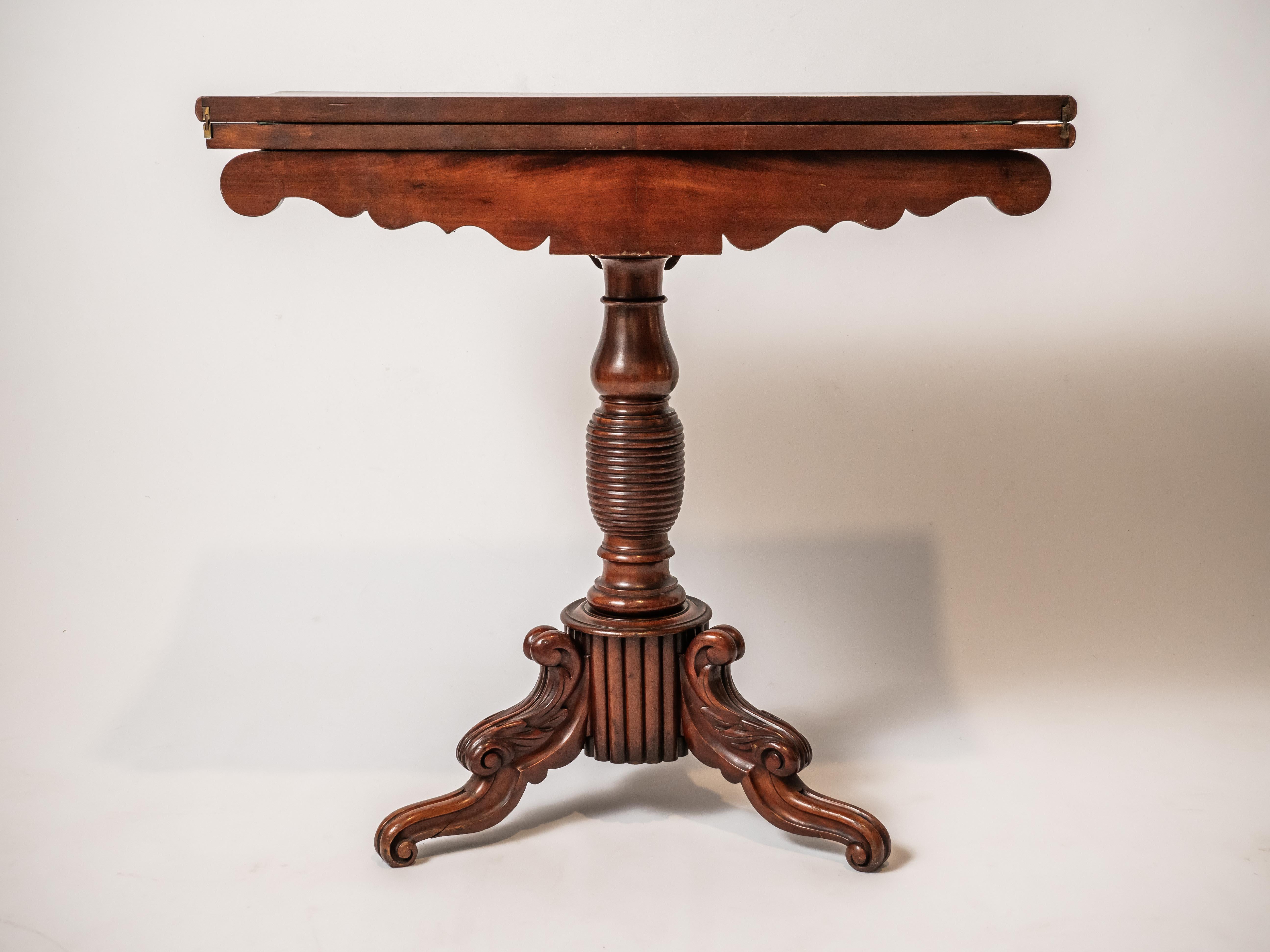 antique game table with folding top