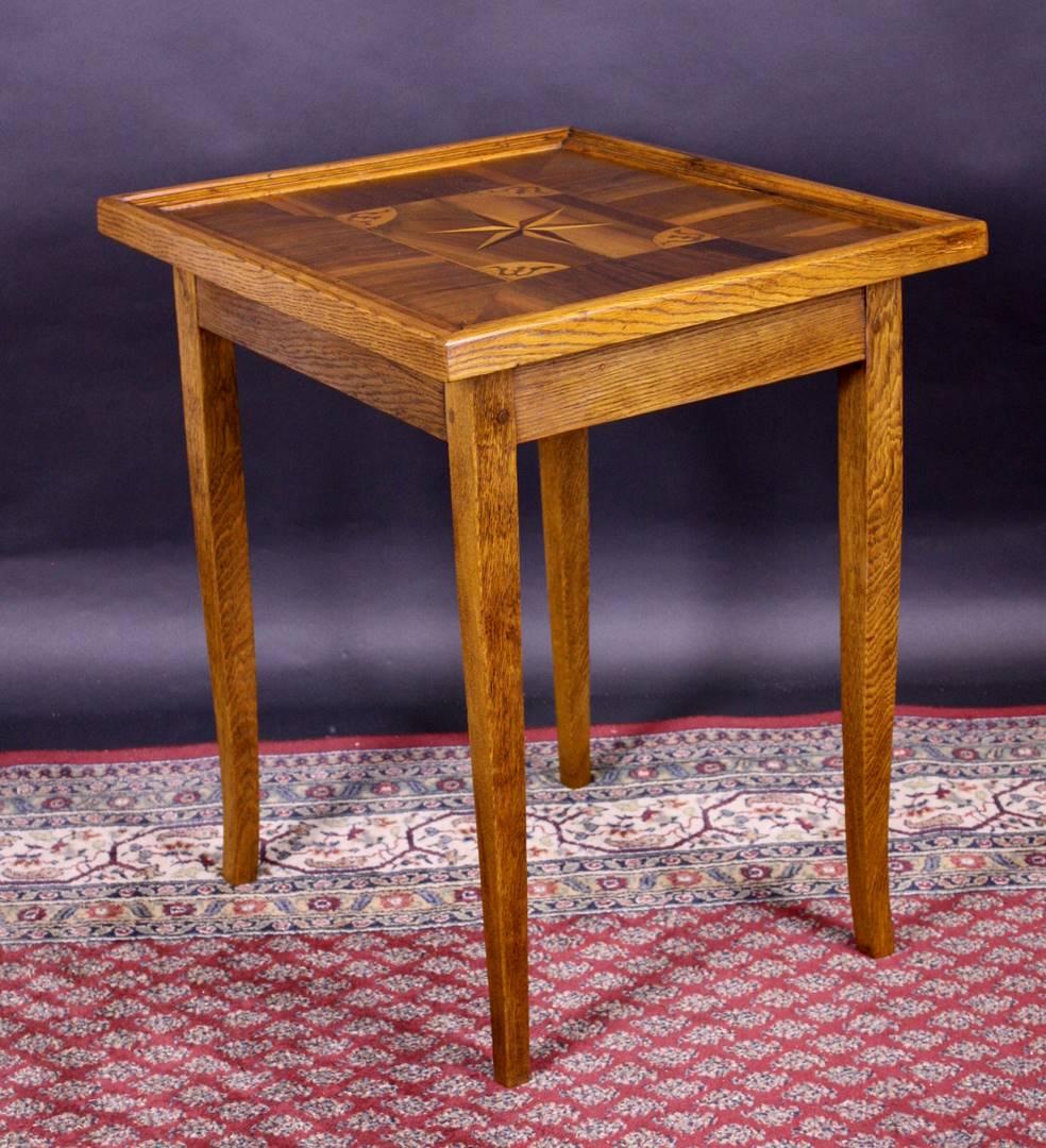 Biedermeier Antique Game Table with Marquetry Works For Sale