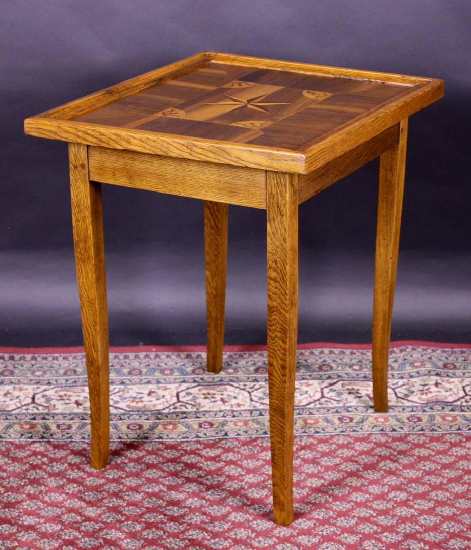 German Antique Game Table with Marquetry Works For Sale