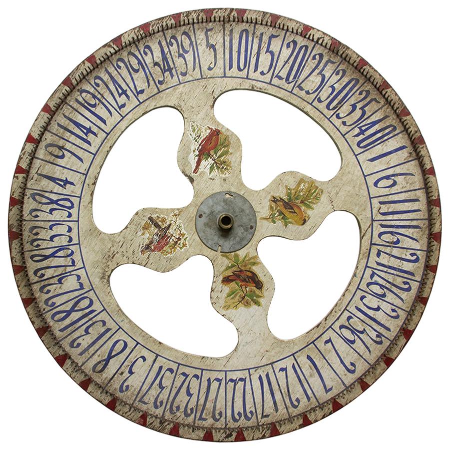 Antique Game Wheel with Birds