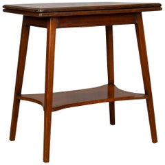 Antique Games Table, English, Fold-Over, Side, Mahogany, Satinwood, circa 1900