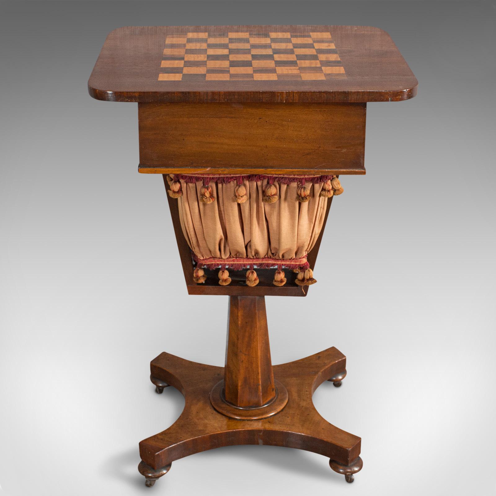 Antique Games Table, English, Mahogany, Chess, Workstation, Victorian, 1860 In Good Condition In Hele, Devon, GB